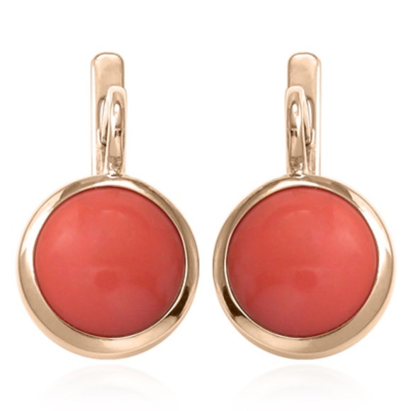 14k Solid Rose Gold Coral Russian Style Earrings